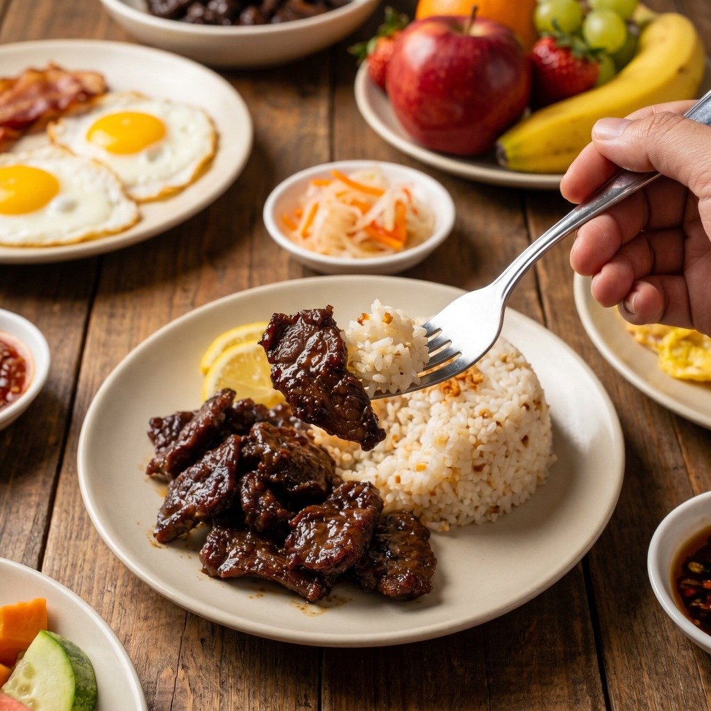 Classic Tapsilog Setup Action Shot